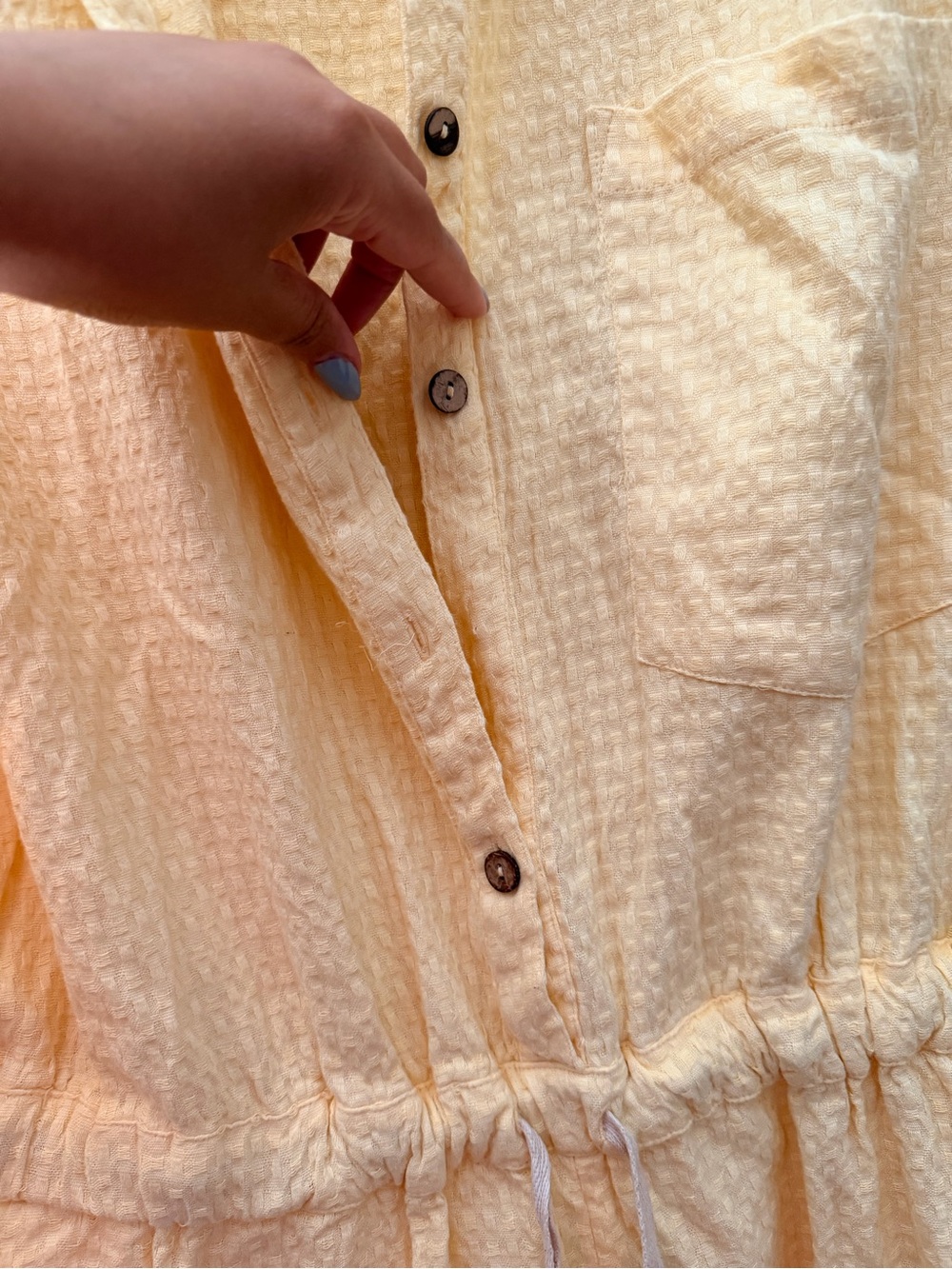 **Flawed** Free People Yellow Button-Front Textured Jumpsuit - Picture 7 of 11